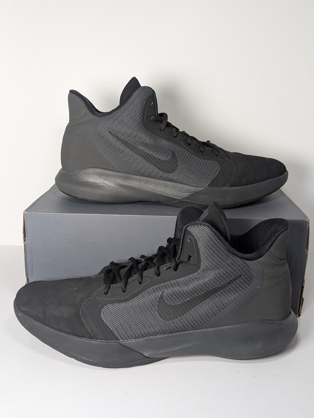 Nike Air Precision 3 NBK Triple Black Basketball Shoes Men's Size 12